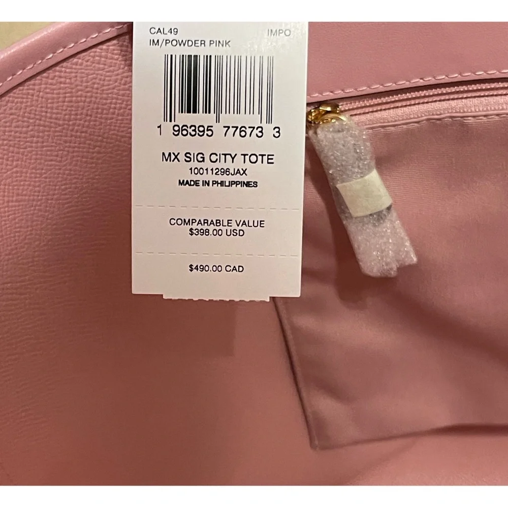 Coach Powder Pink City Tote Bag In Signature Canvas with Storage Bag NWT - Picture 11 of 13